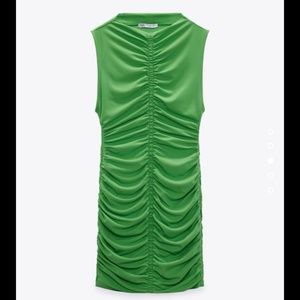 ZARA Green Dress with Ruching